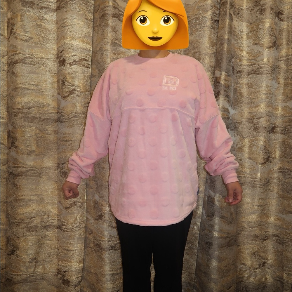 Women’s Walt Disney world Pink Polka dot Embossed Sweatshirt spirit jersey